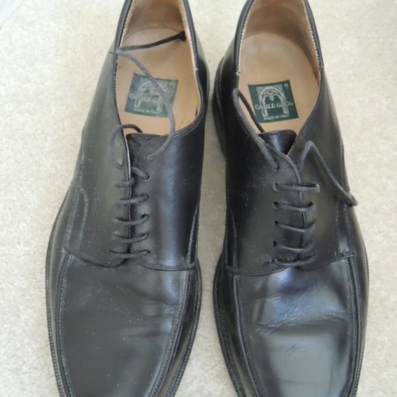 Mens Shoes Size 9 1/2 D Cable and Co Black Leather Oxford Made Italy $180 Value main image 9